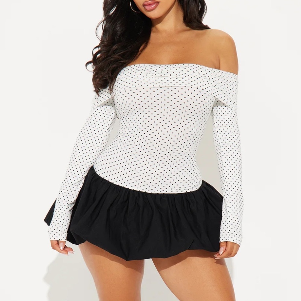 NEW!Polka Dot Off-Shoulder Dress